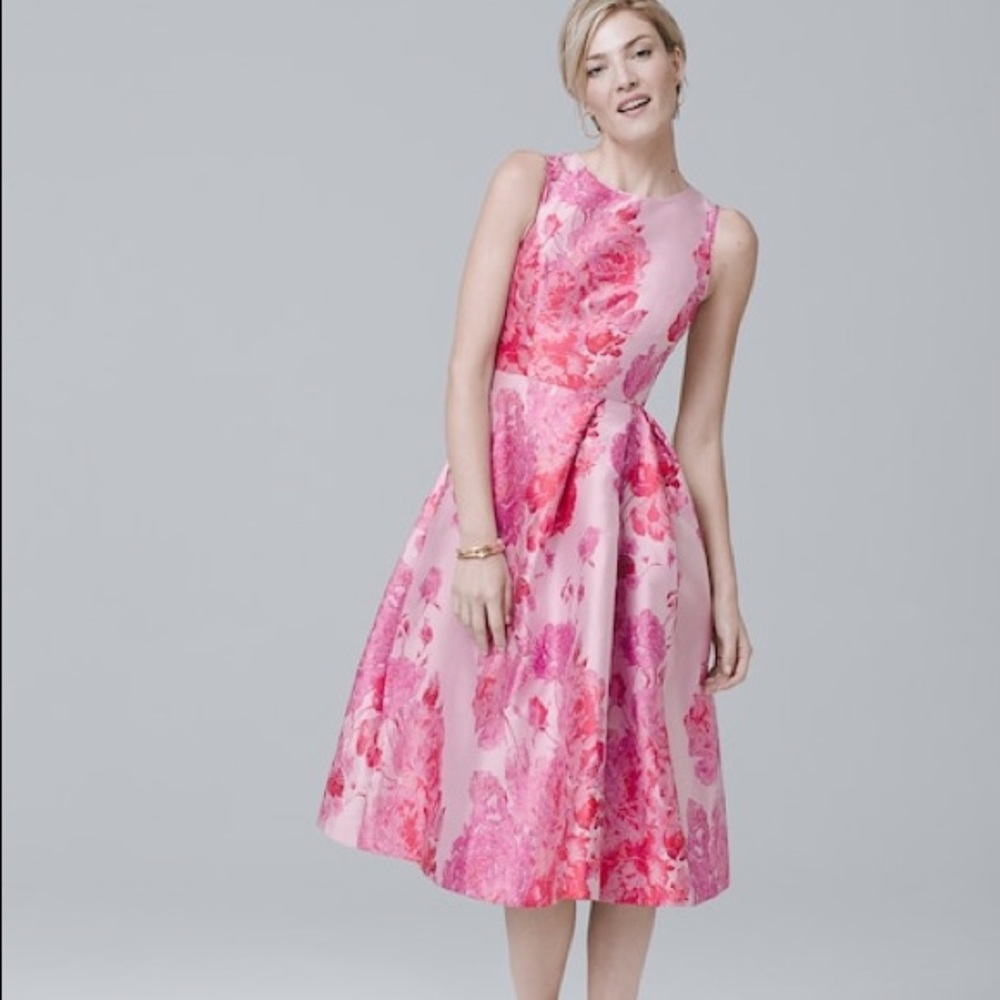 White House Black Market, Pink Jacquard Dress